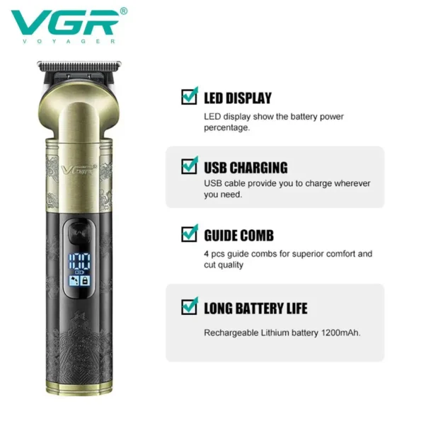 VGR V-296 Professional hair trimmer with Digital Display - Image 3