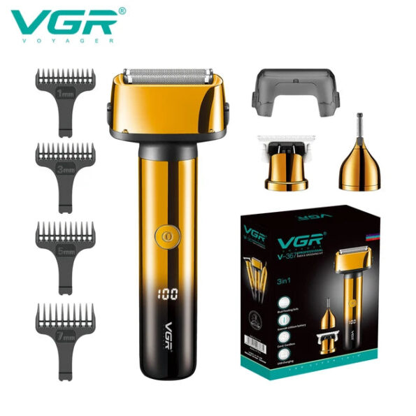 VGR V-367 3 IN 1 Beard Shaver LED Display Hair Trimmer - Image 3