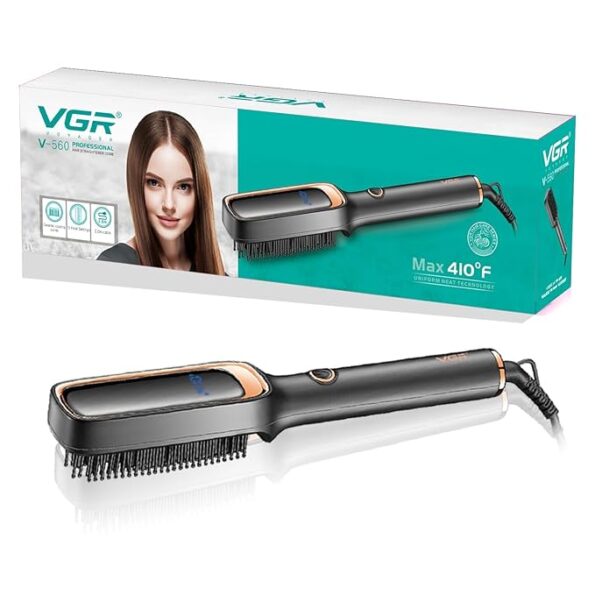 VGR V-560 Professional Ceramic Coating Comb & Hair Straightener Brush - Image 2