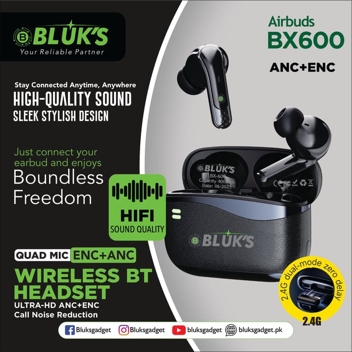 BX-600 Quad-Mic ANC + ENC AirBuds with 2.4G Dongle - Image 3