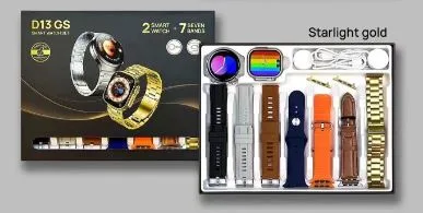 D13 Gs Smart Watch With 2 Dials and 7 straps - Image 2