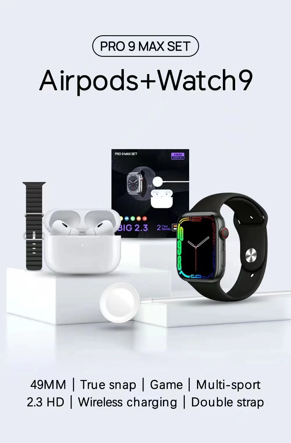 Pro 9 max  2 in 1 Double Straps Smart Watch - Image 4