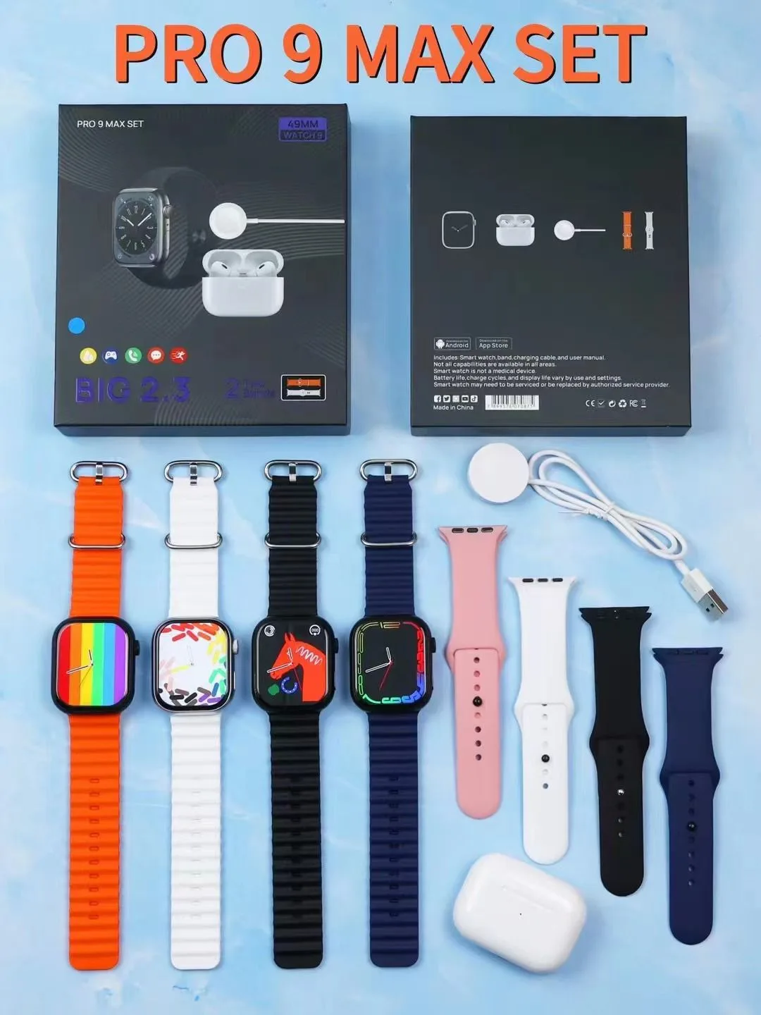 Pro 9 max  2 in 1 Double Straps Smart Watch