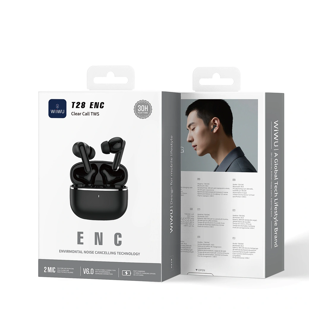 WiWU T28 ENC Dual Mic Noise Cancelling TWS Earbuds - Image 7
