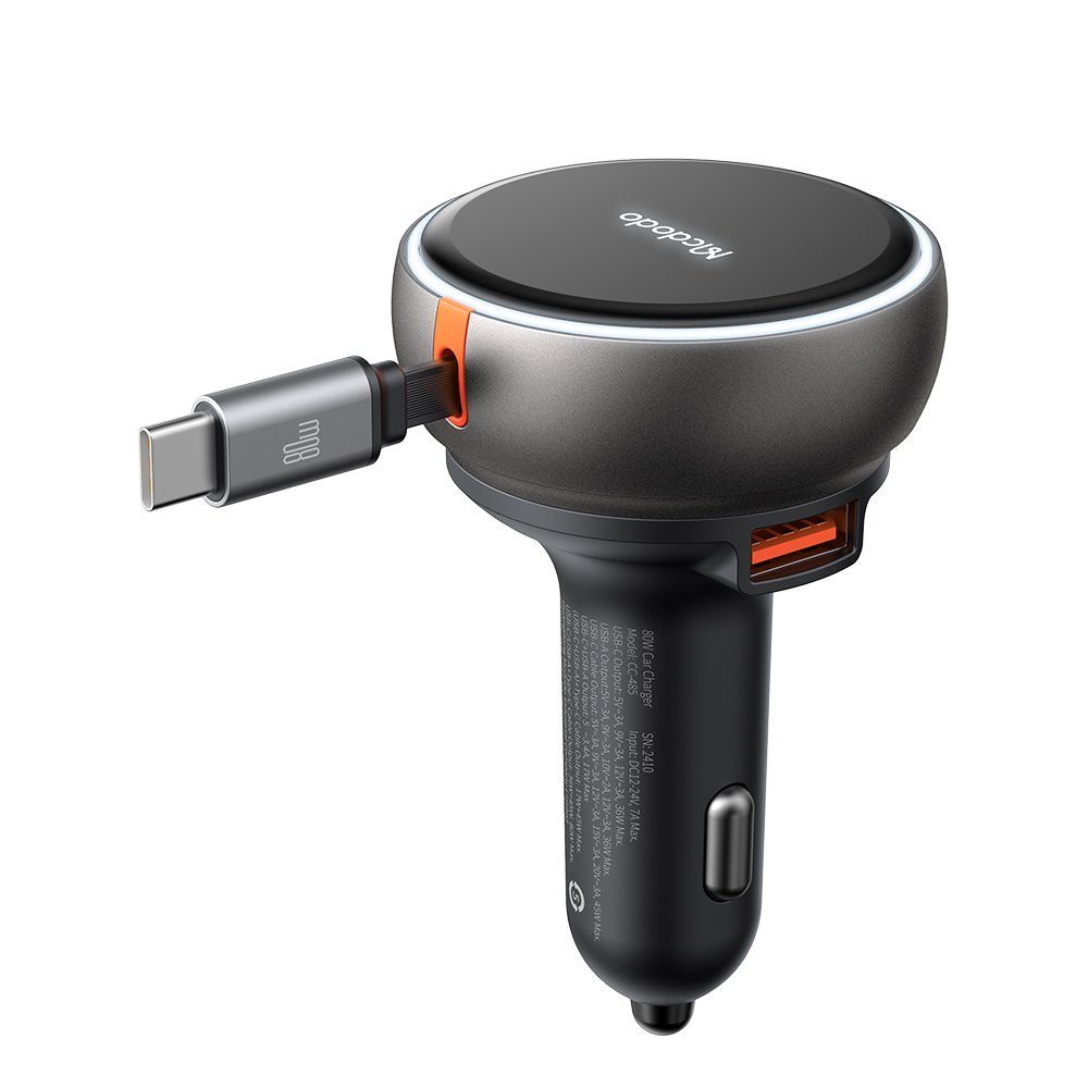 Mcdodo CC-485 FreeGo 80W Car Charger with Built-in Retractable Cable - Image 3
