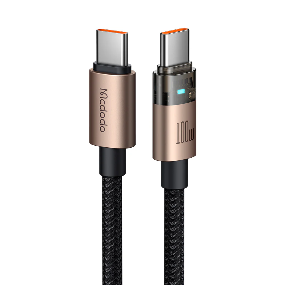 MCDODO 100W USB-C TO USB-C TRANSPARENT CABLE WITH CHARGING LIGHT 1.2M - Image 3