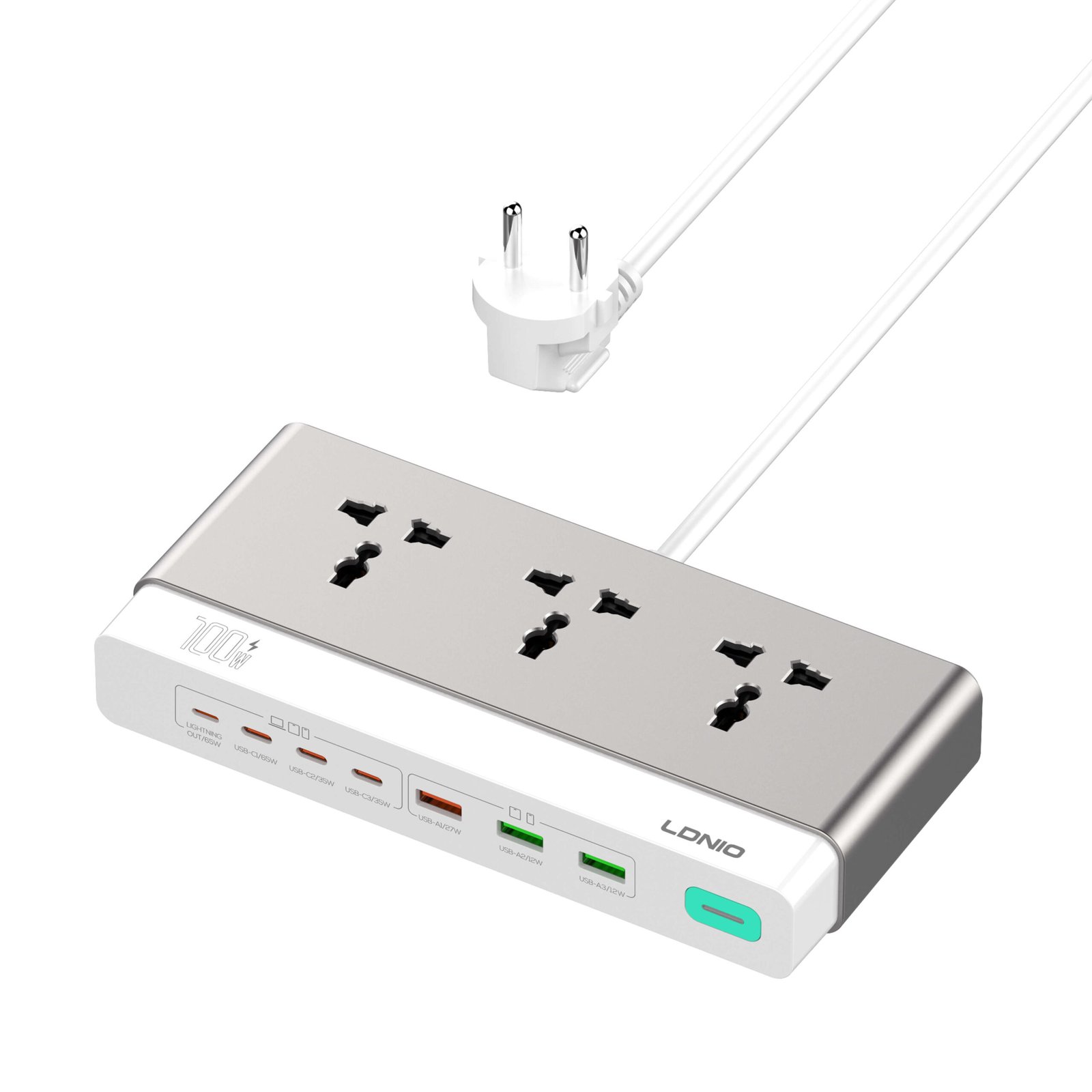 LDNIO SC3 100W Nitride Gallium Nitride Desktop Power Strip - Image 4