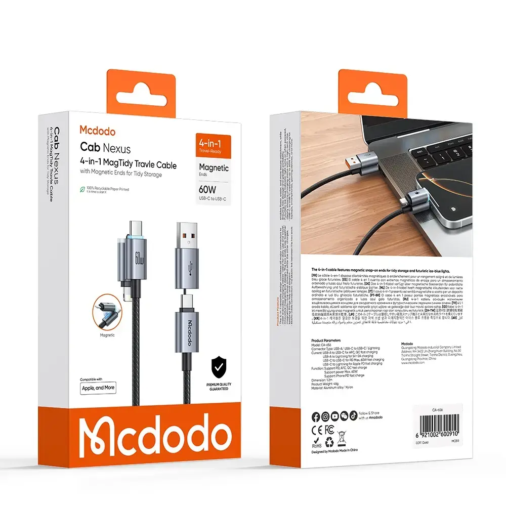 MCDODO CA-656 60W Cab Nexus 4 in 1 Magtidy Travel Cable