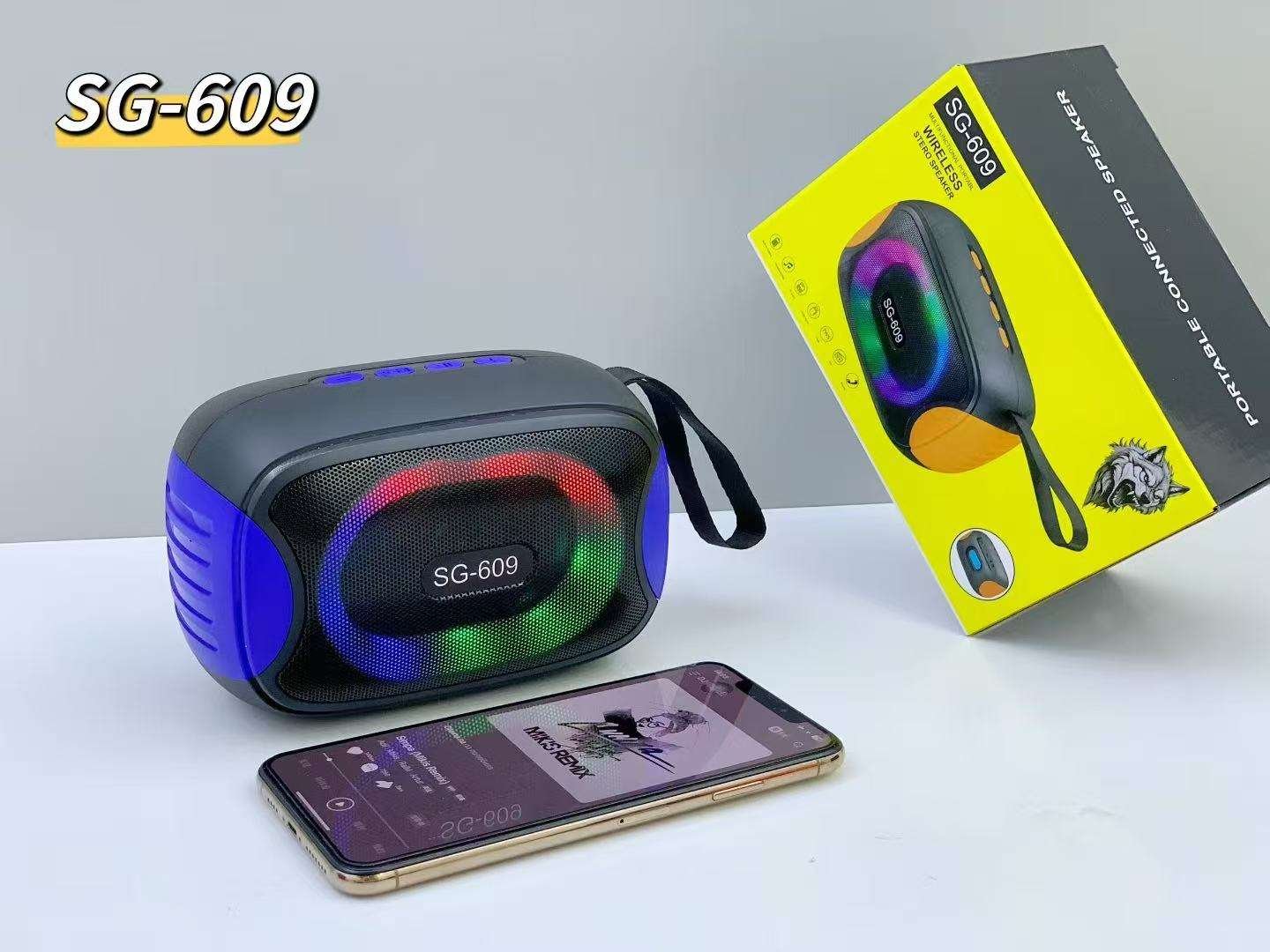 SG-609 Portable Wireless Blue-tooth Speaker LED Colorful Light Stereo Bass Woofer Active FM Radio Hifi Outdoor Music BT Speaker - Image 3