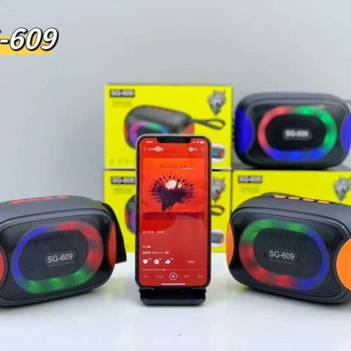SG-609 Portable Wireless Blue-tooth Speaker LED Colorful Light Stereo Bass Woofer Active FM Radio Hifi Outdoor Music BT Speaker