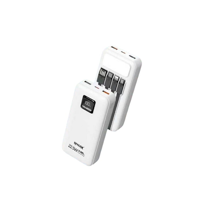 SpaceX SP-052 20,000mAh 22.5W Fast Charging Power Bank with Built-in Cables - Image 2