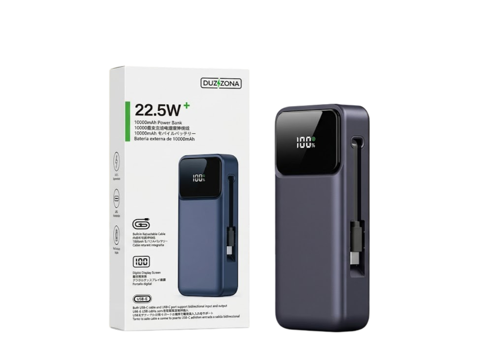 DAZZONA P1 10000mAh Portable Power Bank with Built-in Cable