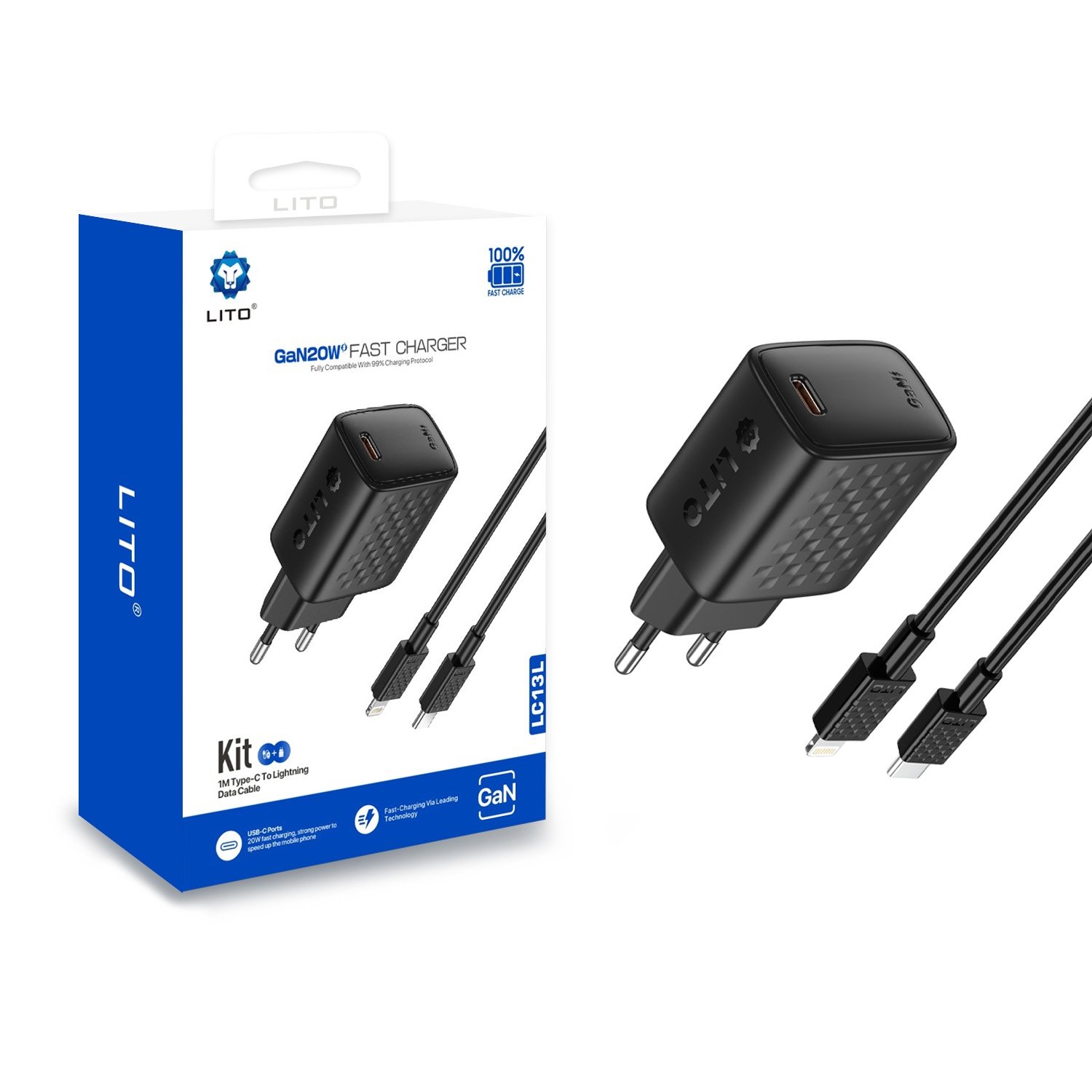 LITO LC13 GAN 20W Fast Charger With Type C to Lightning Cable - Image 7
