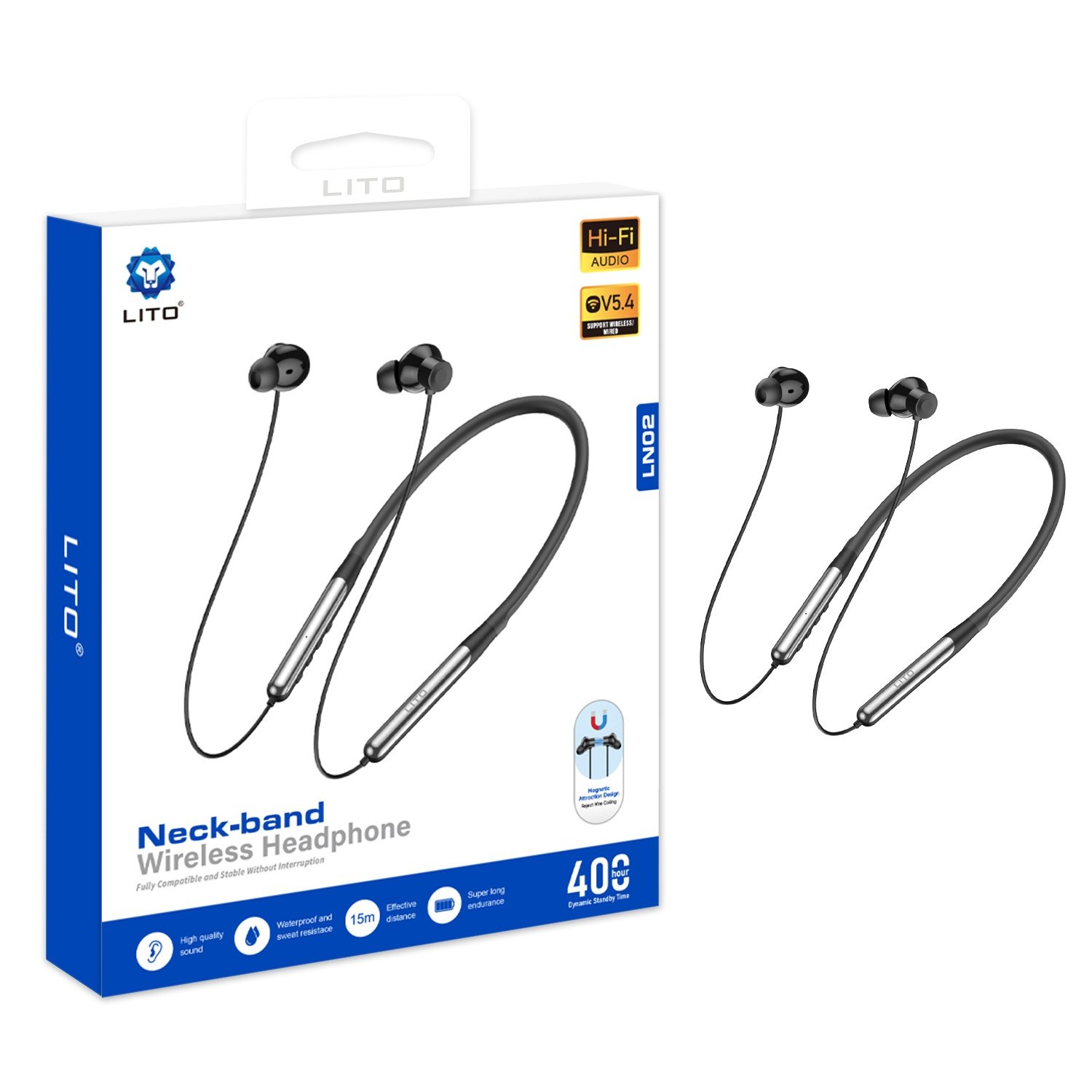 LITO LN02 Magnetic Wireless Neckband Earphones - Image 3