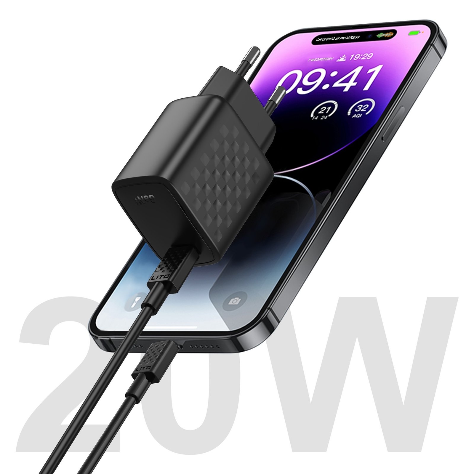 LITO LC13 GAN 20W Fast Charger With Type C to Lightning Cable - Image 6