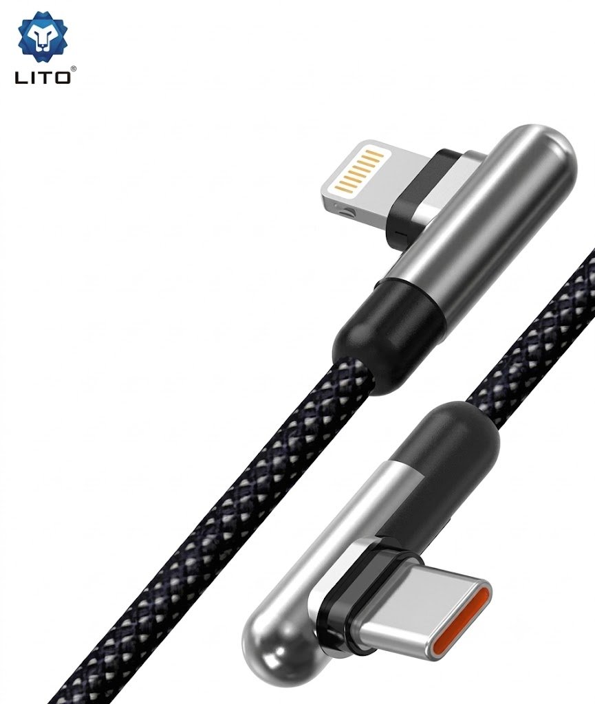 LITO L13 90° Elbow 60W Braided Metal Charging Cable Type C to Lightning - Image 6