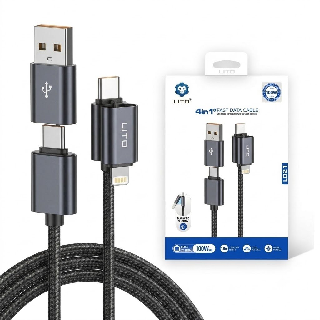 LITO LD21 100W 4in1 Fast Charging Magnetic Data Cable - Image 6