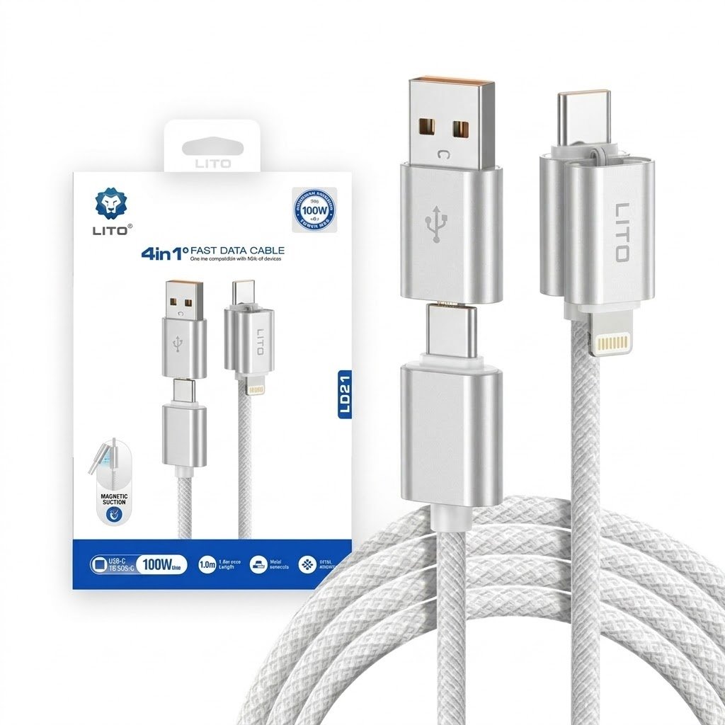 LITO LD21 100W 4in1 Fast Charging Magnetic Data Cable - Image 3