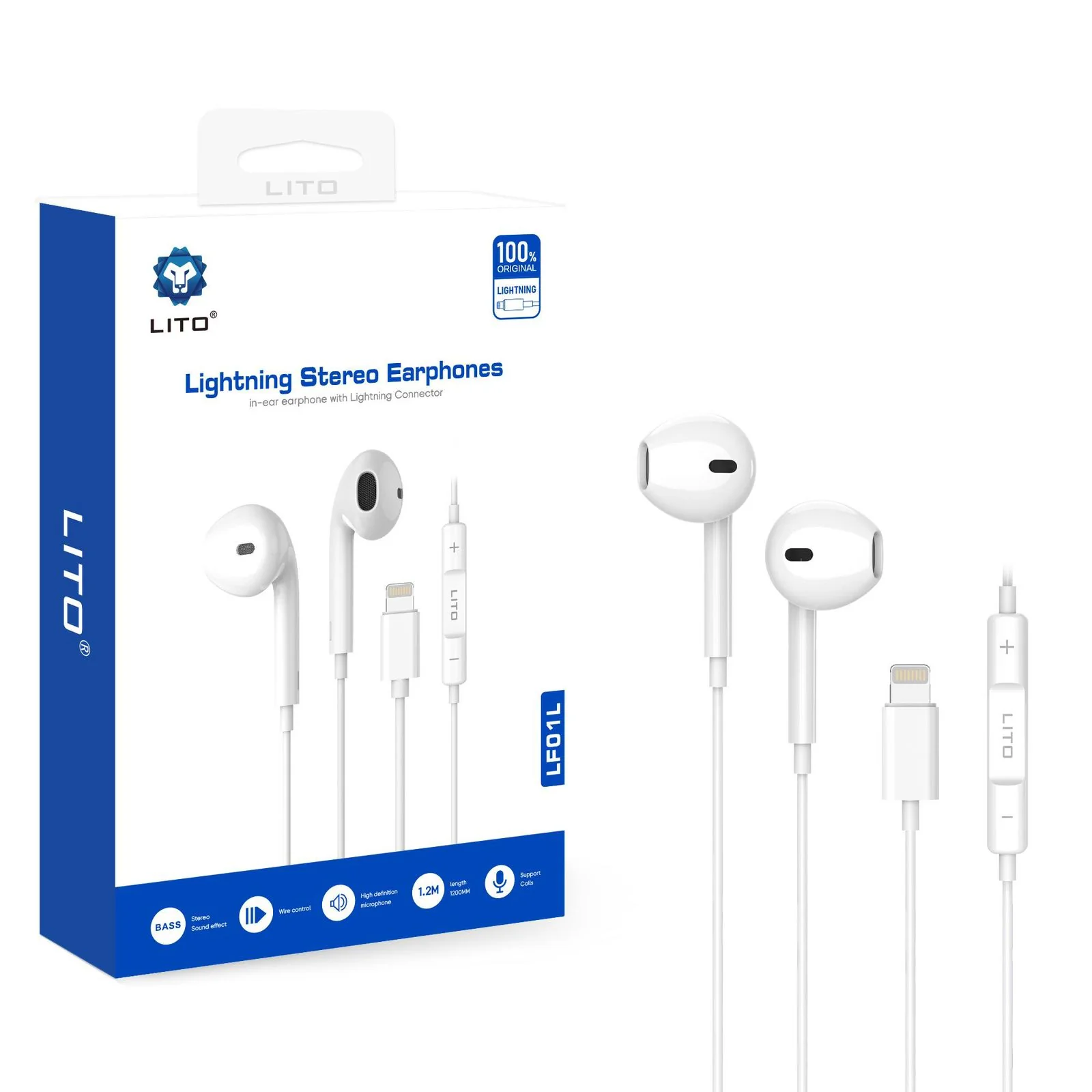 LITO LF01L Lightning AUX Earphones High-Quality Wired Sound - Image 3