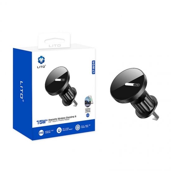 LITO W04 15W Portable Wirless Magnetic Car Mobile Phone Stand Holder Charger - Image 4