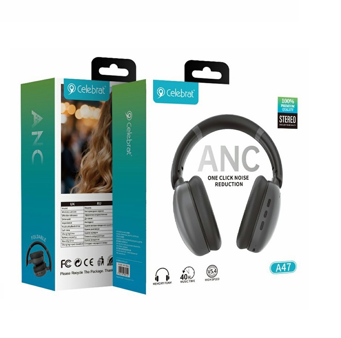 CELEBRAT A47 ANC Noise Cancellation Wireless Headphone - Image 3