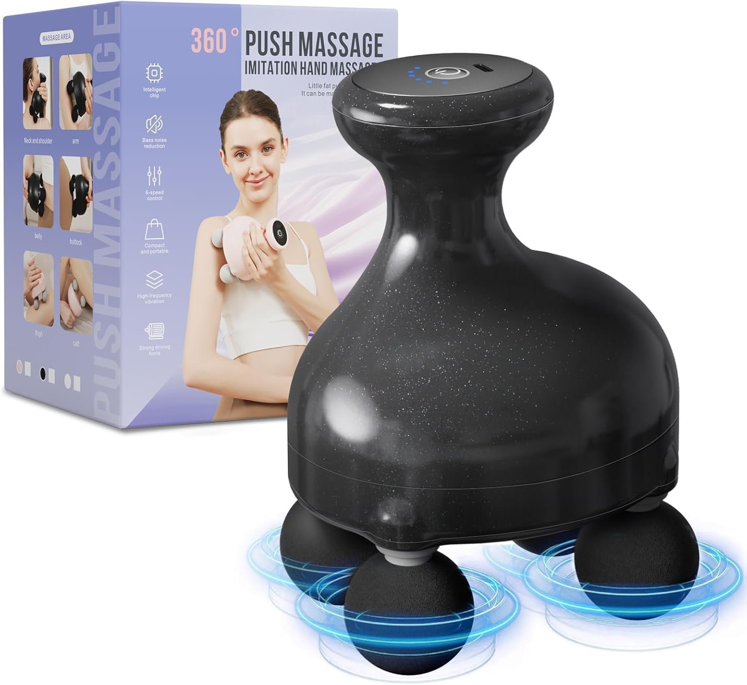 360° Push Massage Hand-Imitation Body Shaper , Portable 6-Speed Vibration Massager