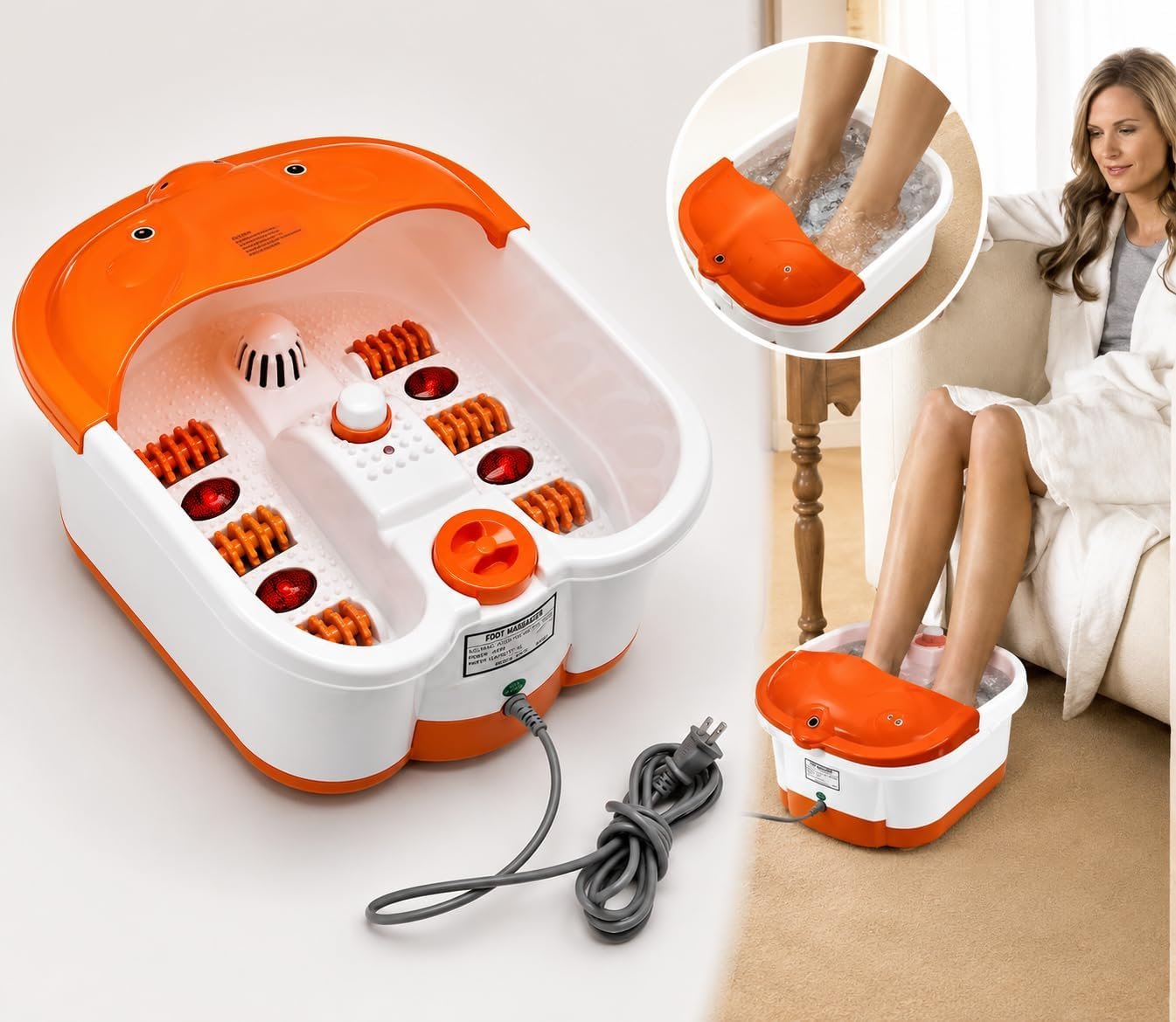 Multifunctional Electric Foot Spa Massager Tub , Pedicure Foot Soaker with Heat & Rollers - Image 3