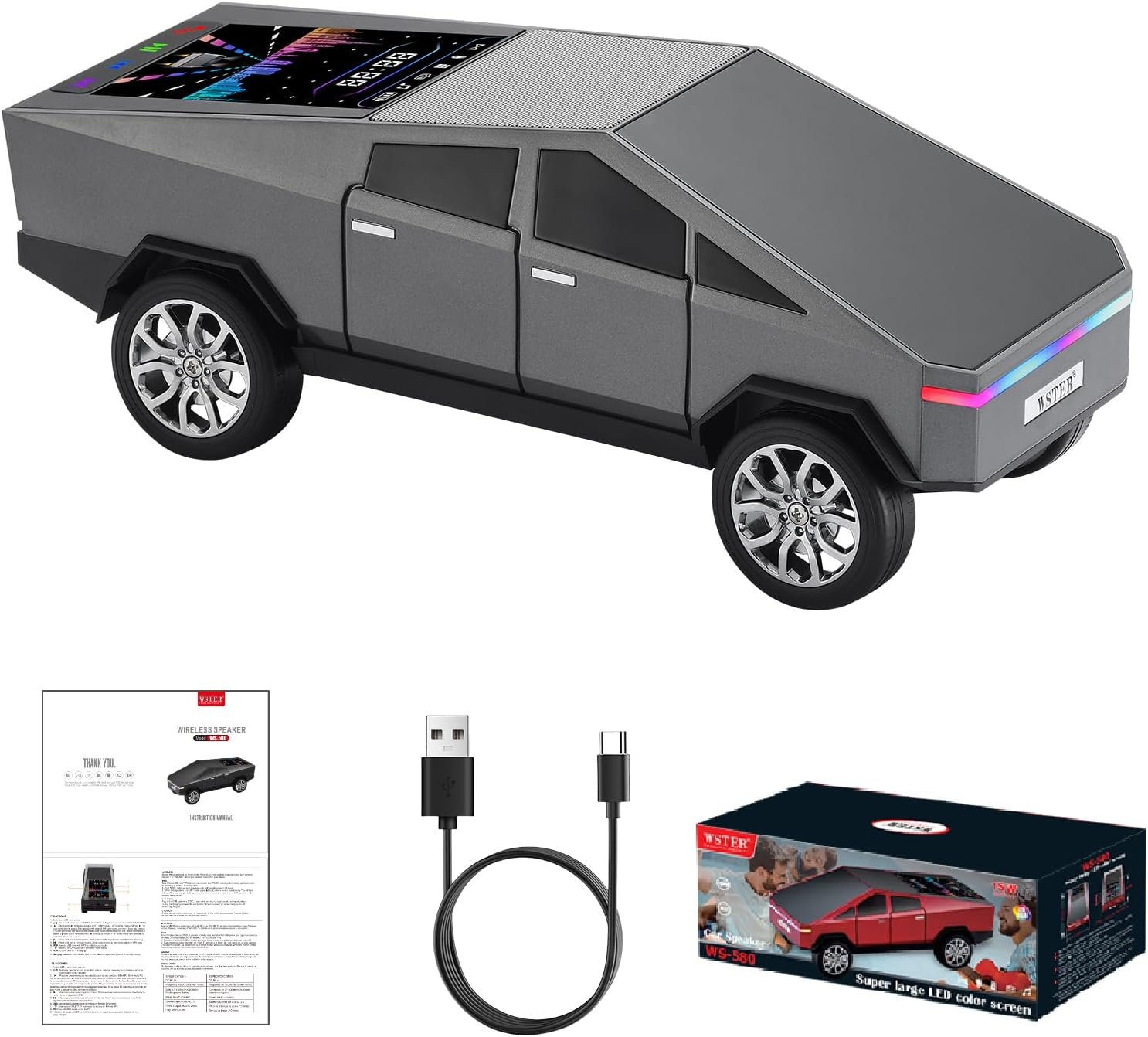 WSTER WS-580 Tesla Cyberpickup Design Wireless Speaker - Image 5