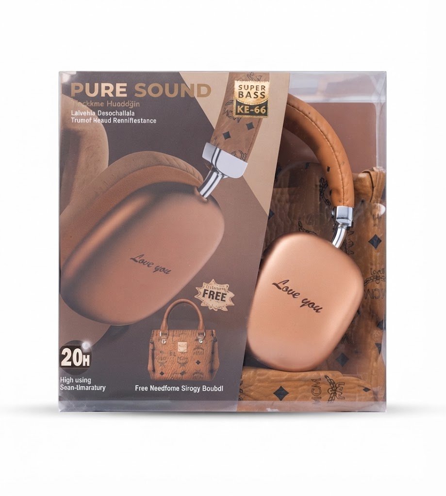 KE-66 Pure Sound Wireless Headphones With Free Hand Bag - Image 3