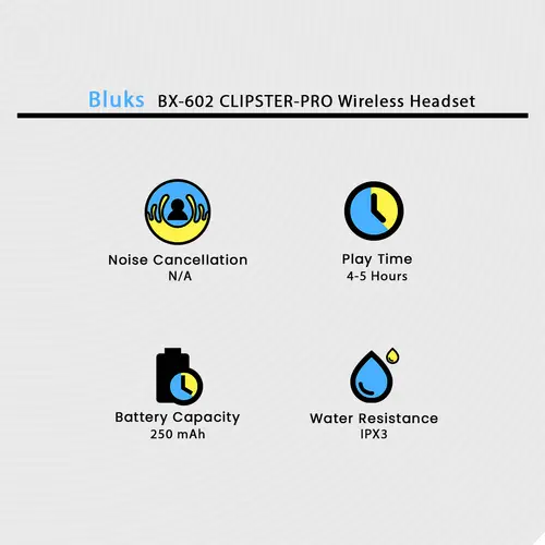 Bluks BX-602 CLIPSTER-PRO Wireless Headset - Image 2