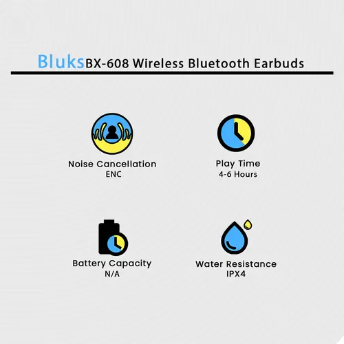 Bluks BX-608 Wireless Bluetooth Earbuds - Image 3